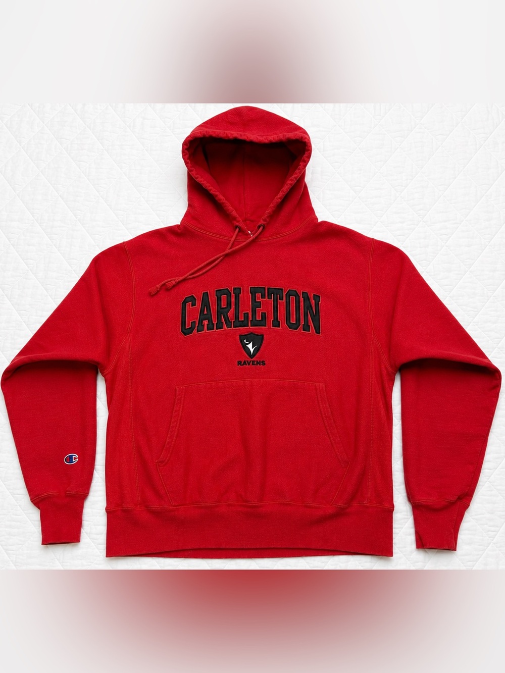 Champion Reverse Weave Carleton Ravens Hoodie Red Large